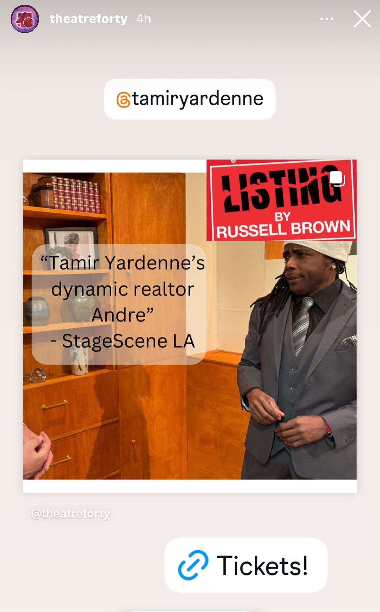 Theatre 40 feature on Tamir Yardenne in Listing